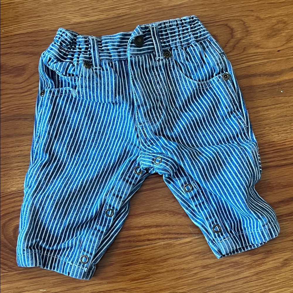 Cherokee railroad style Navy and White Striped Infant Pants jeans